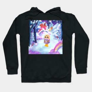 winter walking sloth the explorer and the lazy hedgehog Hoodie